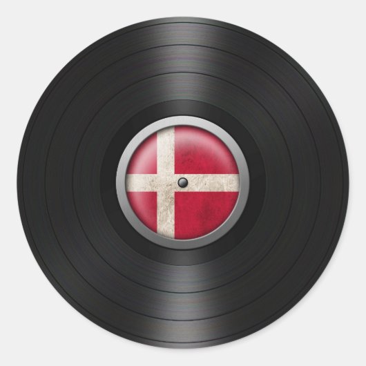 Deense vlag Vinyl album Graphic Ronde Sticker (Voorkant)