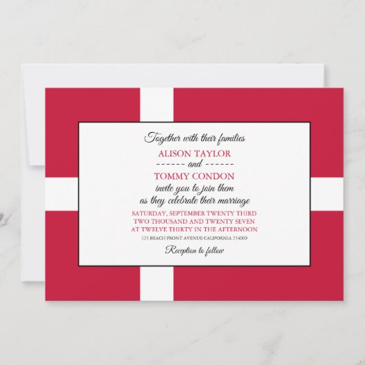 Deense vlag, vlag van Denemarken Huwelijk Kaart (Voorkant)