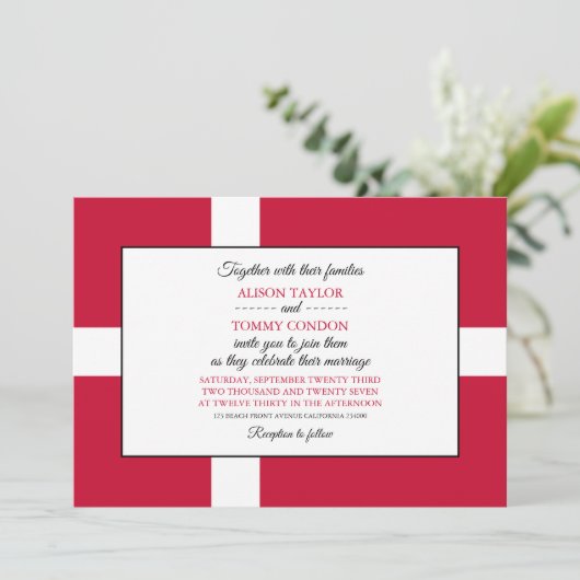 Deense vlag, vlag van Denemarken Huwelijk Kaart (Staand voorkant)