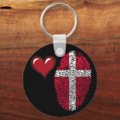 Deense vlag voor vingerafdrukken sleutelhanger (Voorkant)