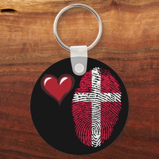 Deense vlag voor vingerafdrukken sleutelhanger (Voorkant)