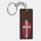 Deense vlag voor vingerafdrukken sleutelhanger (Voorkant Links)