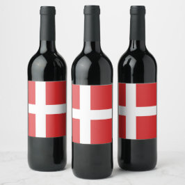 Deense vlag wijn etiket