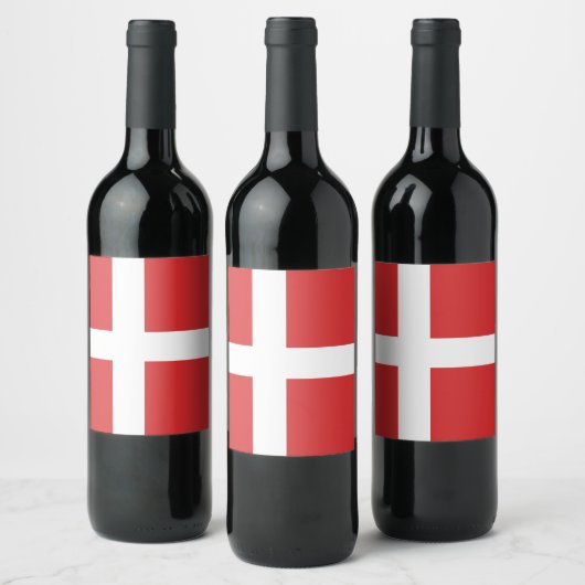 Deense vlag wijn etiket (Flessen)