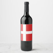 Deense vlag wijn etiket (Voorkant)