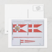 Deense vlaggen, uit een Frans boek van de vlaggen, Briefkaart (Voorkant / Achterkant)