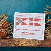 Deense vlaggen, uit een Frans boek van de vlaggen, Fotoplaat (Zijkant)