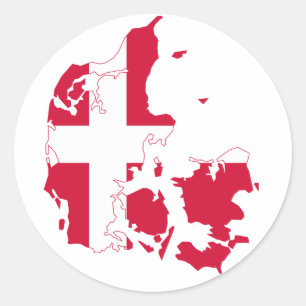 Deense vlaggenkaart ronde sticker