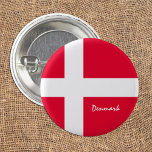 Deense vlagpatriottische en Deense mode/sport Ronde Button 3,2 Cm<br><div class="desc">Buttonnen: Denemarken & Deense vlag - houd van mijn land,  reizen,  vakantie,  nationale patriotten/sportfans</div>