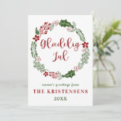 Deense vrolijk kerstfeest, op maat feestdagenkaart (Staand voorkant)