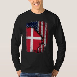 Deense WORTELS Half Amerikaanse Vlag Patriottisch T-shirt