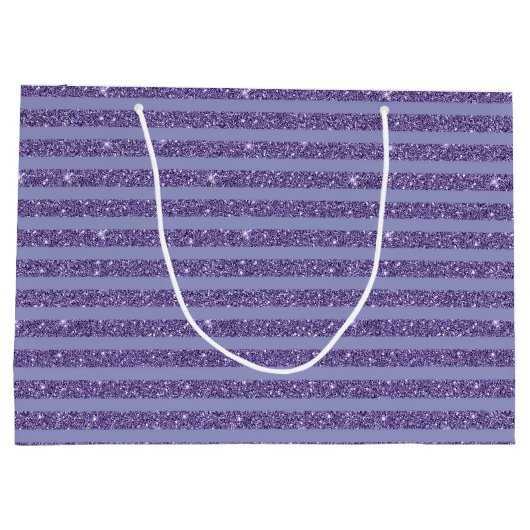Deep Amethyst Glitter Style Horizontal Stripes  Groot Cadeauzakje (Achterkant)
