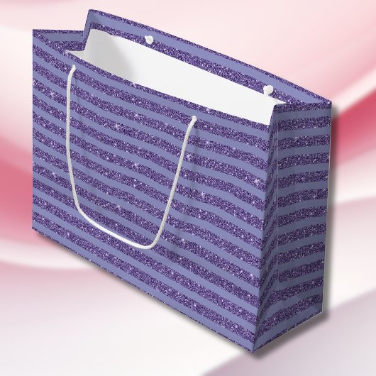 Deep Amethyst Glitter Style Horizontal Stripes Groot Cadeauzakje