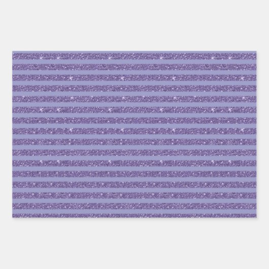 Deep Amethyst Glitter Style Horizontal Stripes  Inpakpapier Vel (Voorkant 3)
