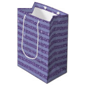 Deep Amethyst Glitter Style Horizontal Stripes Medium Cadeauzakje (Voorkant Gekanteld)