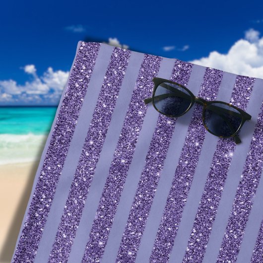 Deep Amethyst Glitter Style Horizontal Stripes Strandlaken