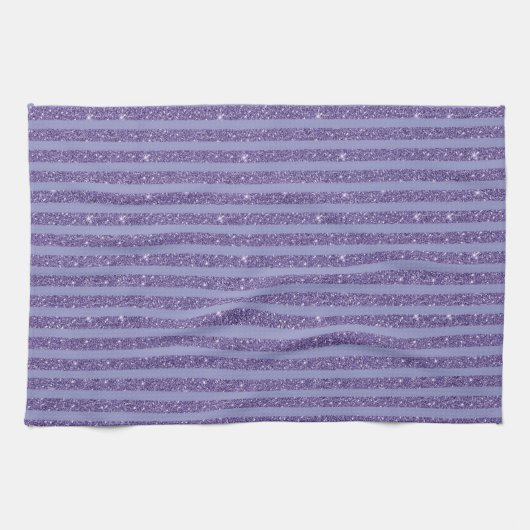 Deep Amethyst Glitter Style Horizontal Stripes Theedoek (Horizontaal)