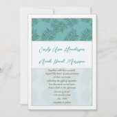 Deep Aqua Blue en Brown Leaves Wedding Invitation Kaart (Voorkant)