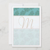 Deep Aqua Blue en Brown Leaves Wedding Invitation Kaart (Achterkant)