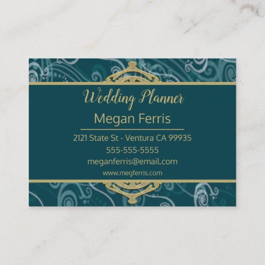 Deep Aqua en Gold Visitekaartje (Achterkant)