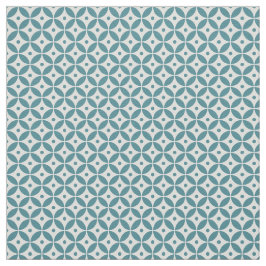 Deep Aqua en White Geometric Pattern Shippo Stof