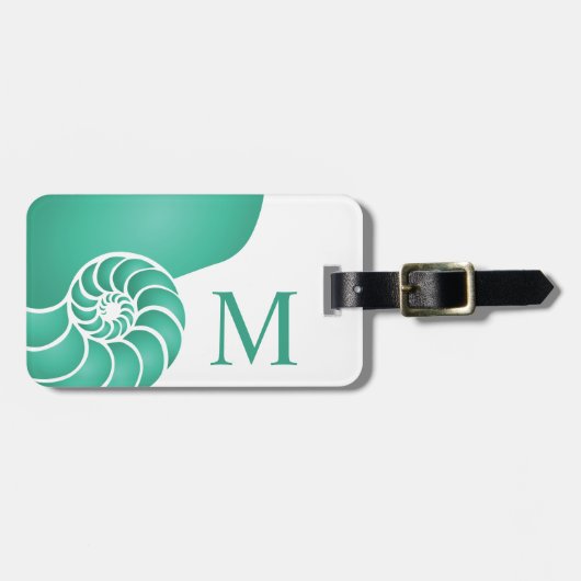 Deep Aqua Nautilus Custom Nautical Bagagelabel (Voorkant horizontaal)