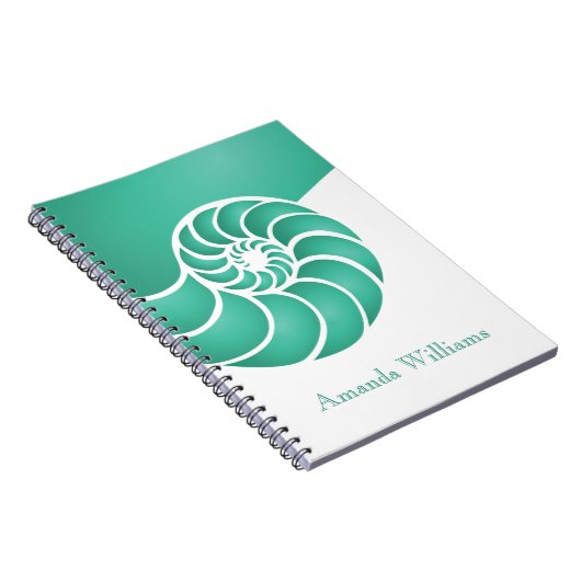 Deep Aqua Nautilus Shell Custom Nautical Notitieboek (Rechterzijde)