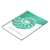 Deep Aqua Nautilus Shell Custom Nautical Notitieboek (Linkerzijde)