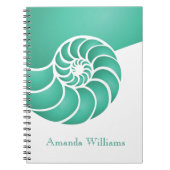 Deep Aqua Nautilus Shell Custom Nautical Notitieboek (Voorkant)