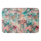 Deep Aqua, Perzik, Mauve Bloemen Abstract Badmat (Voorkant)