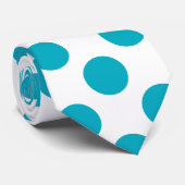 Deep Aqua Polka Dots Stropdas (Opgerold)