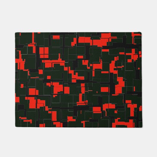 Deep Army Green Red Black Abstract Deurmat (Voorkant)