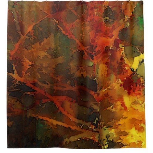 Deep Autumn Rich Aardse Abstracte Herfst Douchegordijn (Voorkant)
