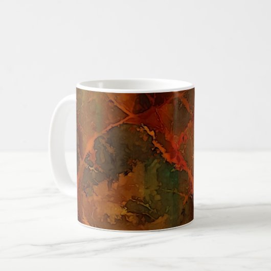 Deep Autumn Rich Aardse Abstracte Herfst Koffiemok (Voorkant links)