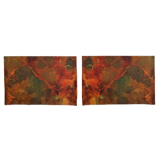 Deep Autumn Rich Aardse Abstracte Herfst Kussensloop (Voorkant-Set)