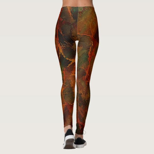 Deep Autumn Rich Aardse Abstracte Herfst Leggings (Achterkant)