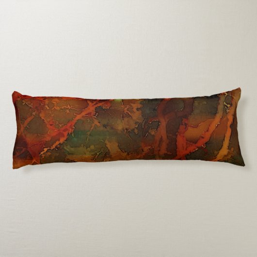 Deep Autumn Rich Aardse Abstracte Herfst Lichaamskussen (Achterkant)