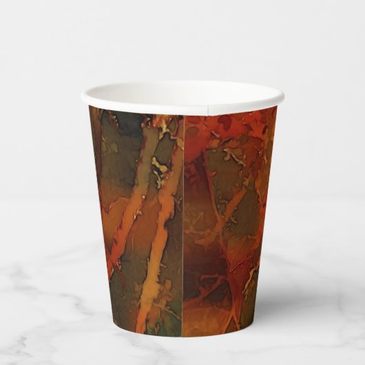 Deep Autumn Rich Aardse Abstracte Herfst Papieren Bekers (Rechts)