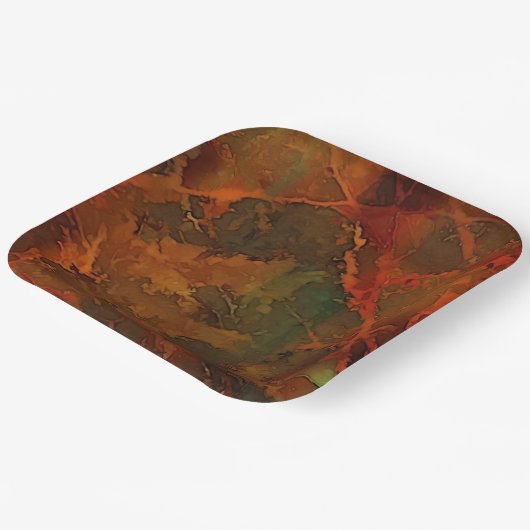 Deep Autumn Rich Aardse Abstracte Herfst Papieren Bordje (Gebogen)