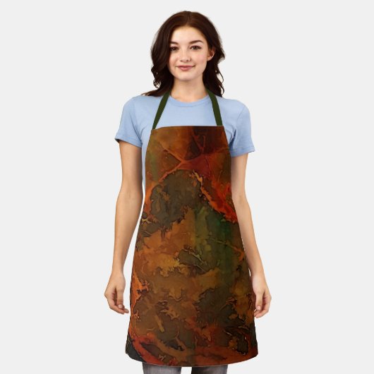 Deep Autumn Rich Aardse Abstracte Herfst Schort (Gedragen)