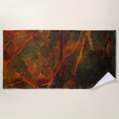 Deep Autumn Rich Aardse Abstracte Herfst Strandlaken (Voorkant)