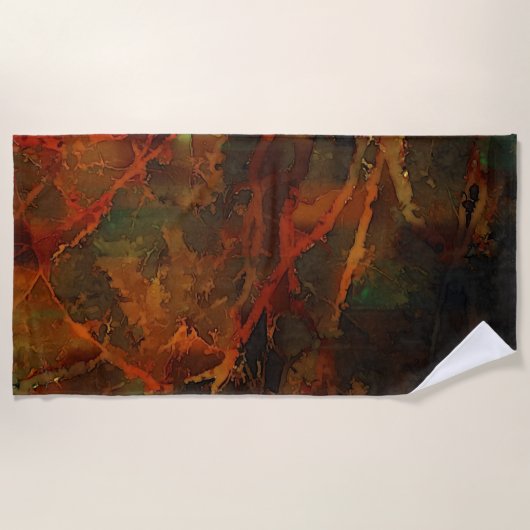 Deep Autumn Rich Aardse Abstracte Herfst Strandlaken (Voorkant)