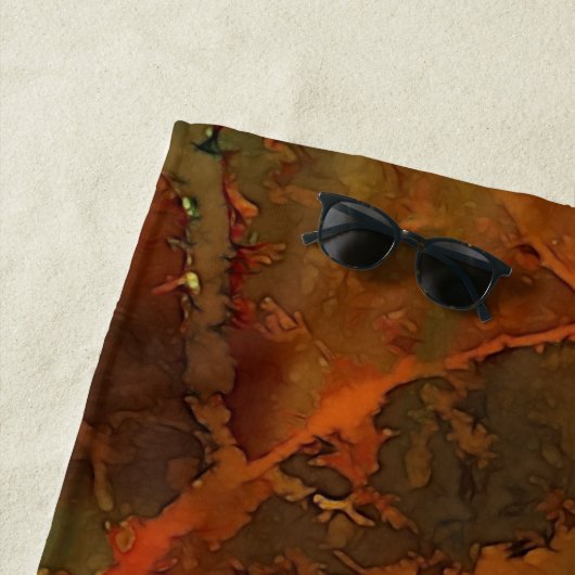 Deep Autumn Rich Aardse Abstracte Herfst Strandlaken (In situ)