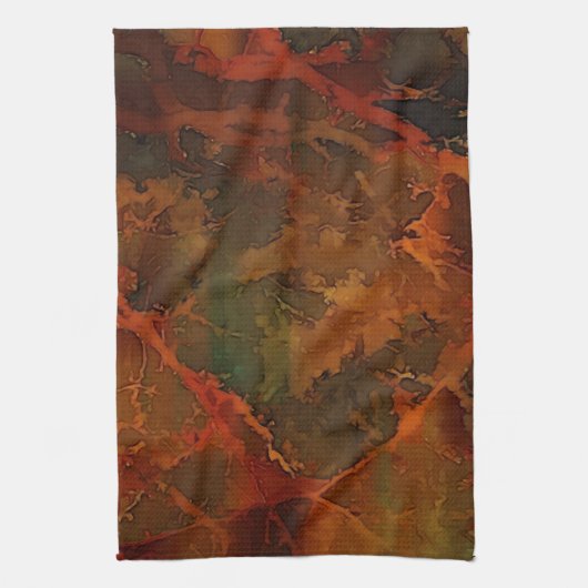 Deep Autumn Rich Aardse Abstracte Herfst Theedoek (Verticaal)