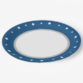 Deep Azure Blue Geometric White Polka Dots Papieren Bordje (Gekanteld)