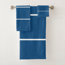 Deep Azure Blue White Geometric Bad Handdoek