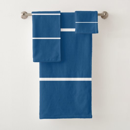 Deep Azure Blue White Geometric Bad Handdoek (Insitu)