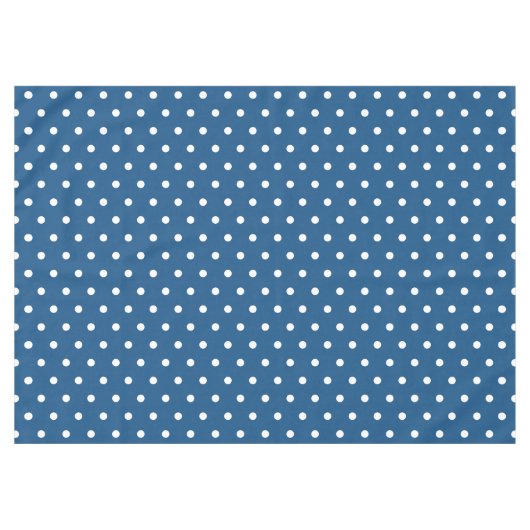 Deep Azure Blue White Polka Dots Tafelkleed (Voorkant (Horizontaal))