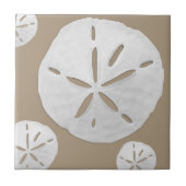 Deep Beige & White Tropical Beach Sand Dollar Tegeltje (Voorkant)