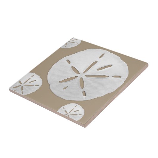 Deep Beige & White Tropical Beach Sand Dollar Tegeltje (Zijkant)